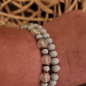 2 Blue Beaded Bracelets